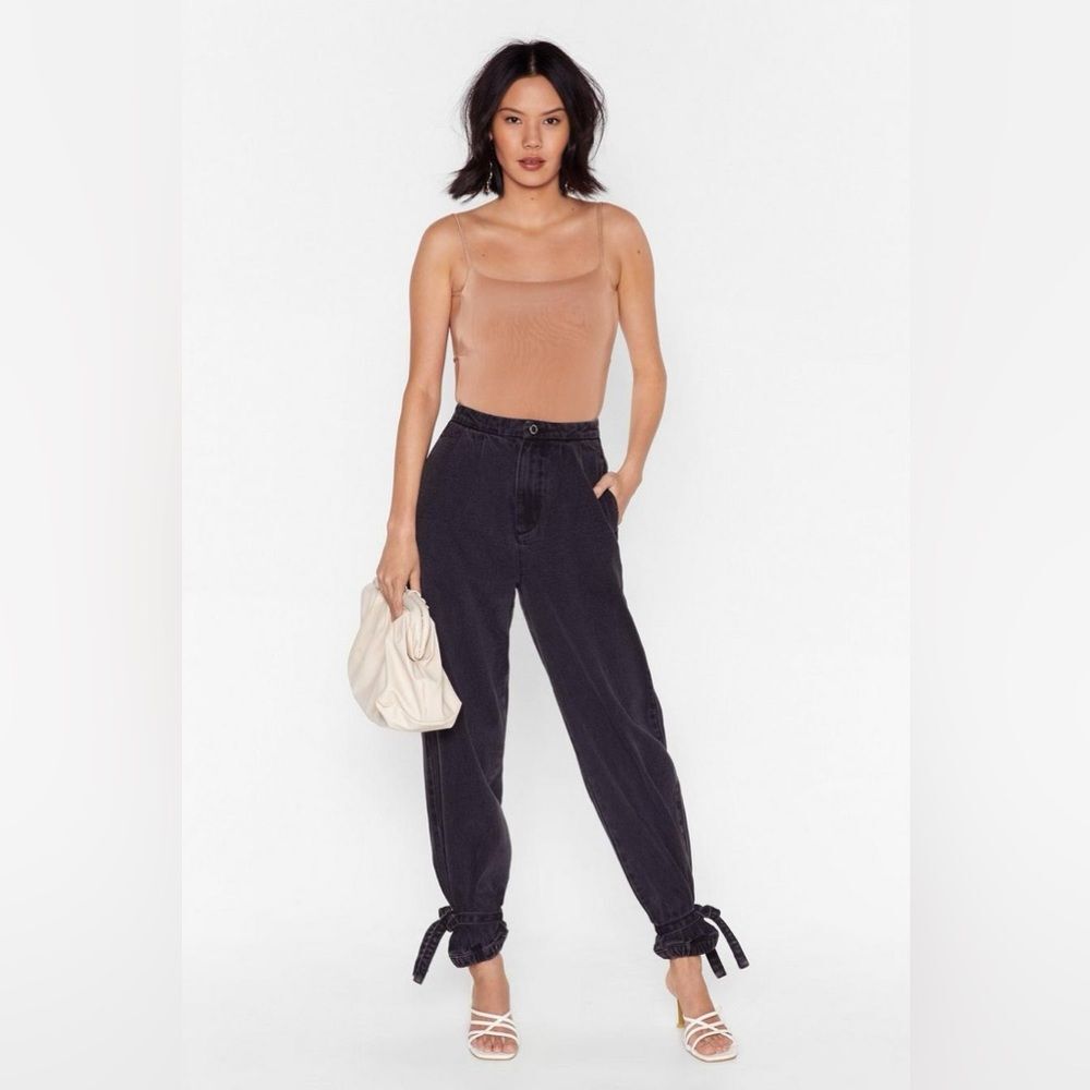 Nasty Gal womens Cuff Tie Hem Balloon Jeans Size 4 (26) streetwear NWT